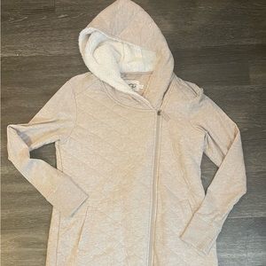 Ugg Beige Quilted Full Zip-Up Sherpa Lined Hoodie Sweatshirt Jacket sz M